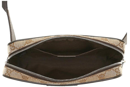 G&GPochette Zippée Élégante à Motif Géométrique – Beige et Marron